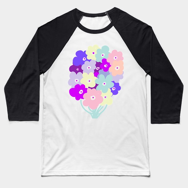 BUNCH OF PASTEL FLOWERS Baseball T-Shirt by aroba